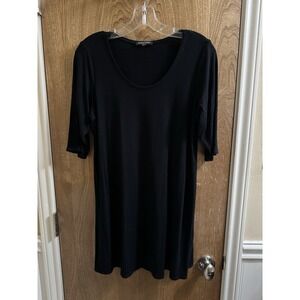 Eileen Fisher Dress Womens Black Swing T-Shirt Scoop Neck Short Sleeve Solid M/L